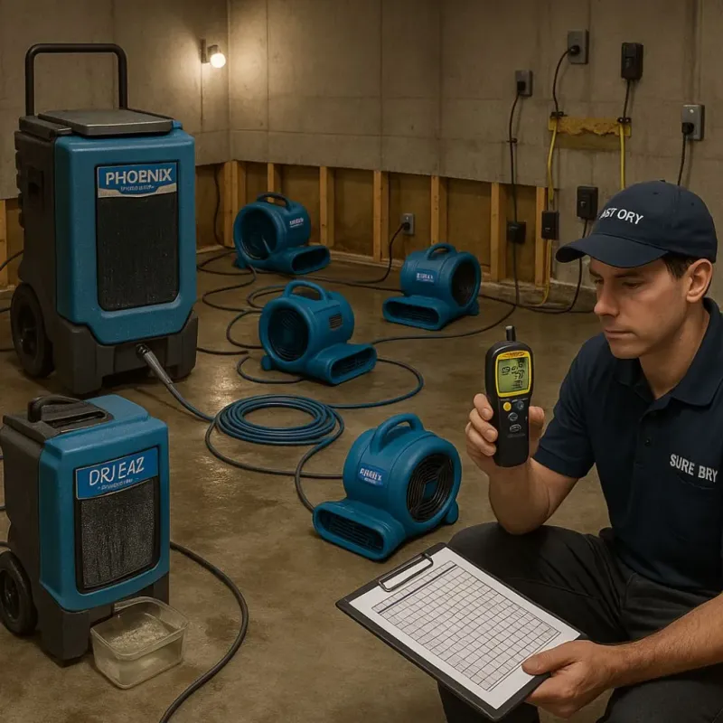 Structural Drying and Dehumidification process in Britt, IA